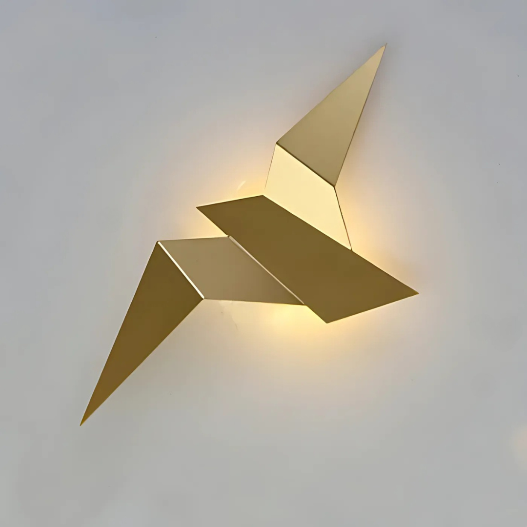 Folded Metal Wall Sconce with Geometric Silhouette | Warm White LED Accent Light for Living Room, Bedroom, Hallway | Modern Sculptural