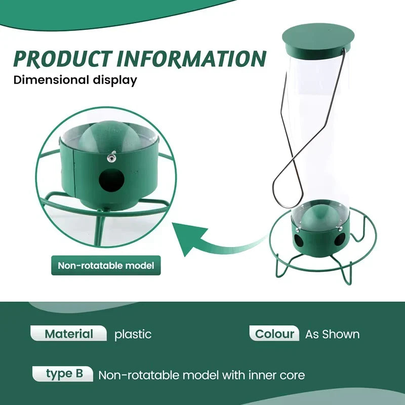 Rotating Bird Feeder with Weight-Activated Spinning Perch for Outdoor Backyard Wildlife Feeding Station