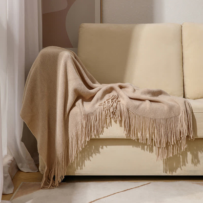 Cora Tassel Blanket - Chunky Knit Acrylic, Multi-Use