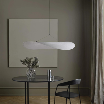 Woven Silk Shade Hanging Lamp White 16-31 in Adjustable Cord Warm Ambient Glow for Dining Room Bedroom Living Room Modern Minimalist Ceiling