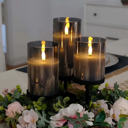 Remote-Controlled Flameless LED Candles with Smoke Glass Housing for Living Rooms, Bedrooms & Dining Spaces