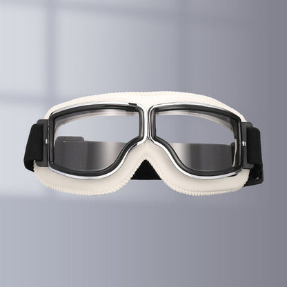 Retro Aviator Motorcycle Goggles with Padded Frame & Adjustable Strap for Men & Women