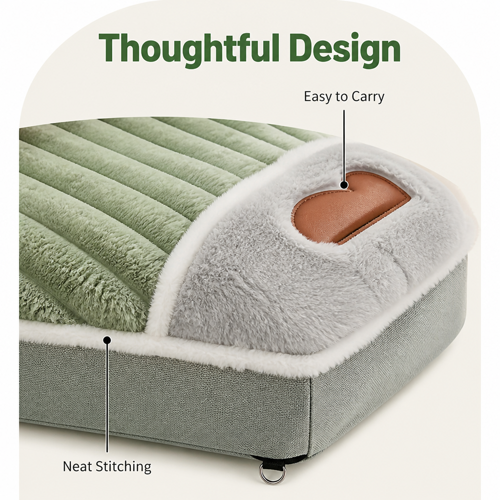Ortekor Four-Season Plush & Washable Dog Sleeping Mat (Removable Floor Mat)