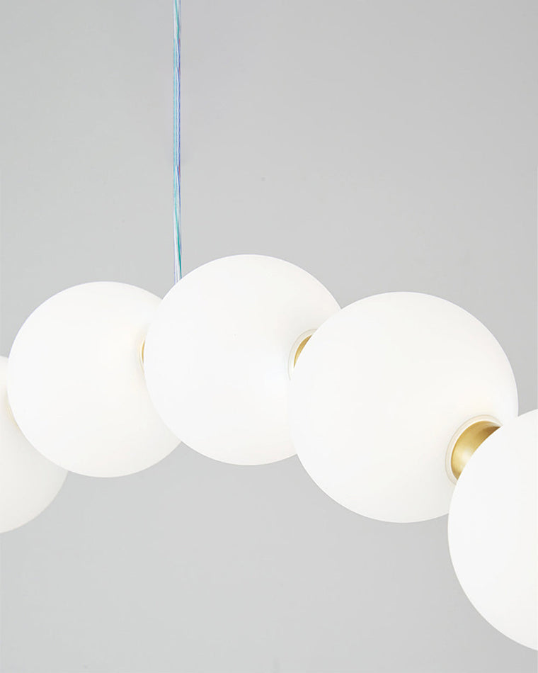 Cascading Glass Globe Pendant Light Fixture Gold White Contemporary Overhead Illumination for Breakfast Bar Eating Area Lounge 39 inch