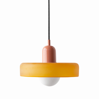 Glass Disc Pendant Light with Adjustable Cord – Modern Ceiling Fixture for Dining Room, Kitchen Island & Living Room