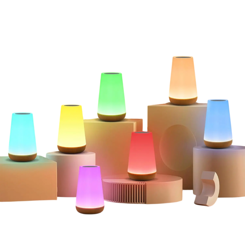 Touch-Control Color-Changing Table Lamp with Remote – 13 RGB Colors, 5 Brightness Levels, Cordless Rechargeable Ambient Nightstand Light