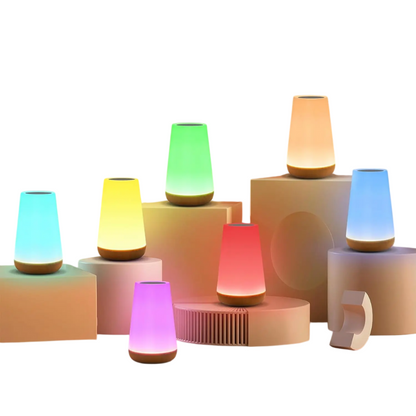 Touch-Control Color-Changing Table Lamp with Remote – 13 RGB Colors, 5 Brightness Levels, Cordless Rechargeable Ambient Nightstand Light