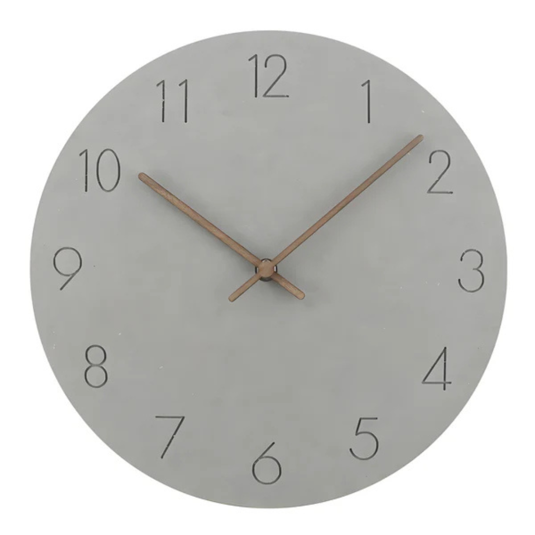 Wooden Wall Clock Silent Quartz Movement No Ticking 11.5 Inch Round Modern Home Office Bedroom Living Room Kitchen Décor Minimalist