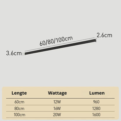 Linear LED Flush Mount Light 47-Inch Contemporary Aluminum Fixture Bedroom Hallway Kitchen Bar Overhead Lighting Slim Profile Low Profile Bl