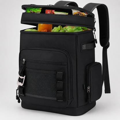 Thermal Backpack Cooler with Dual Compartments & Bottle Pockets for Hiking and Picnics
