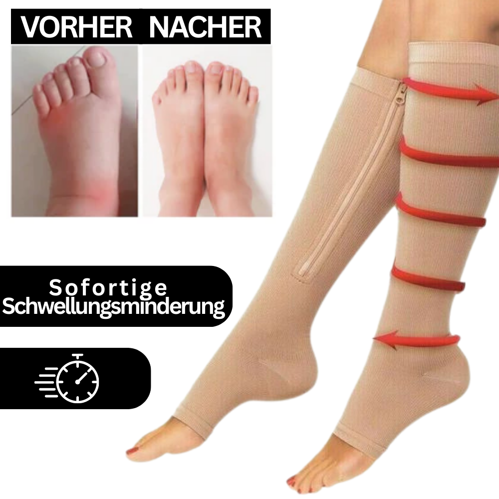 Zippered Compression Socks Knee-High Support Stockings for Men & Women Travel Work Everyday