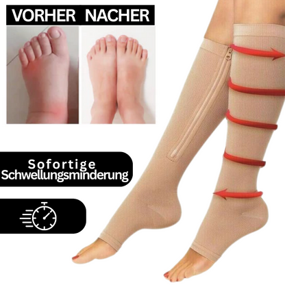 Zippered Compression Socks Knee-High Support Stockings for Men & Women Travel Work Everyday