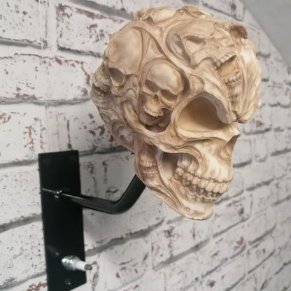 Skull Wall Mount Helmet Holder with Coat Hook for Motorcycle Gear Storage Rack Adjustable Organizer for Garage Entryway Workshop Man Cave