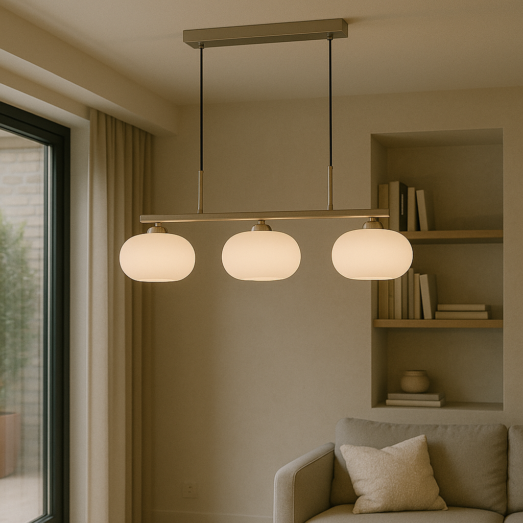 Triple Glass Shade Hanging Light 7-inch Globes Adjustable Height Silver Gold Kitchen Dining Room Ceiling Fixture for Modern Homes