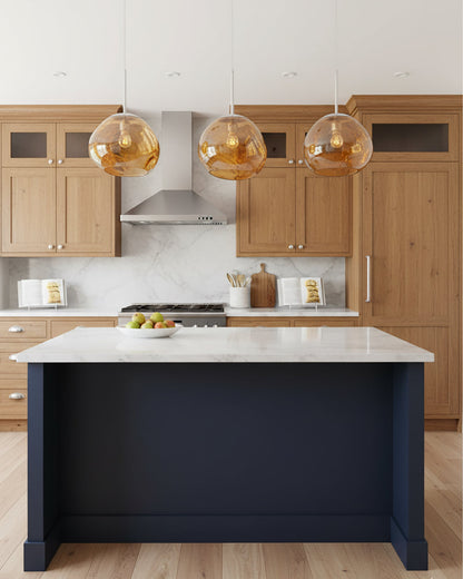 Hanging Dome Shade with Reflective Finish – Adjustable Drop Fixture for Kitchen Island, Dining Room, Bedroom – Metal Construction with E26 S