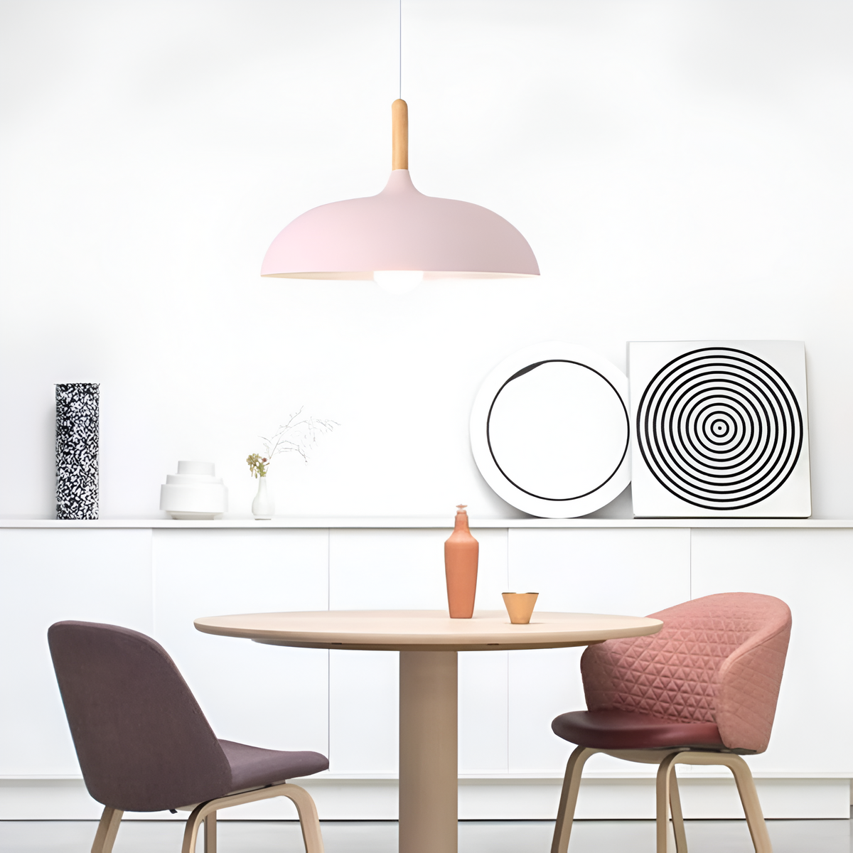 Wood and Iron Drop Light 14-24 Inches Diameter for Kitchen Island Dining Table Modern Minimalist Fixture E27 Socket Cord Height Adjustable