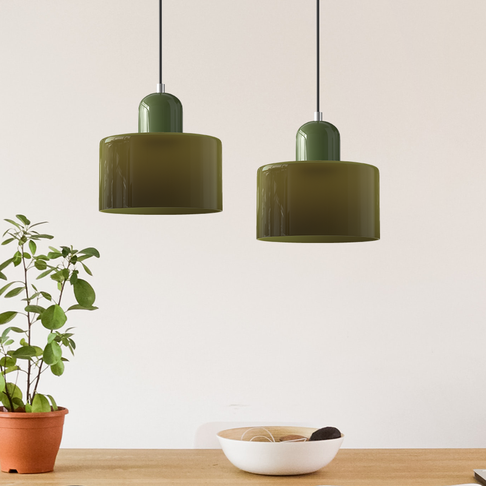 Glass Pendant Light Fixture with Adjustable Cord for Kitchen Island, Dining Room, and Living Room