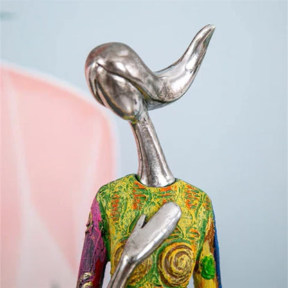 Resin Figurine Statue for Shelves Tabletop Display Home Decor Accent Piece Modern Contemporary Art Object for Living Room Bedroom Office
