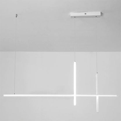 Sleek Rectangular LED Pendant Light with Integrated Lighting for Dining Room & Kitchen