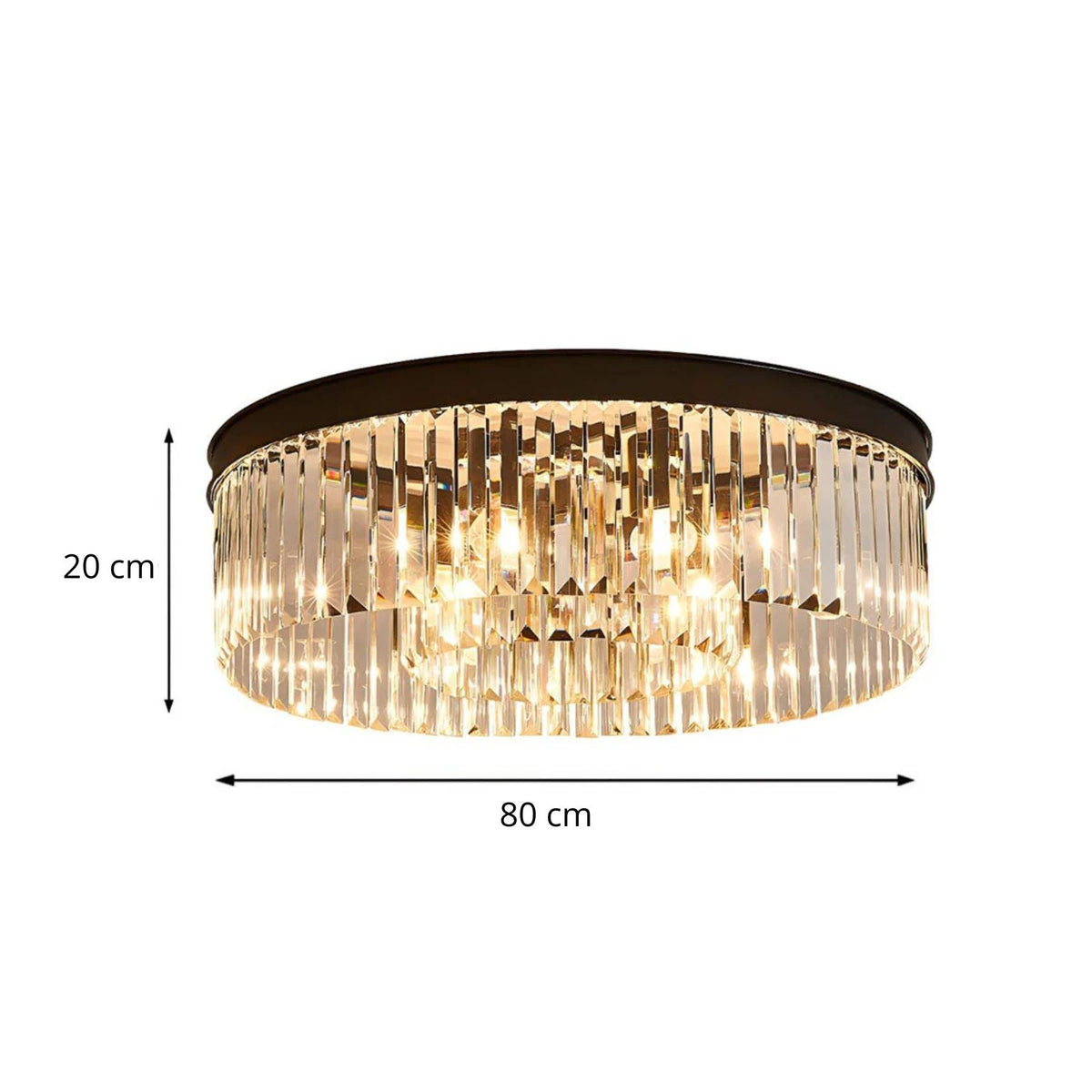 Flush Mount Fixture with Sparkling Accents 16 Inch Brushed Brass Metal Frame Crystal Drops for Entryway Dining Room Bedroom Den Four Bulb So