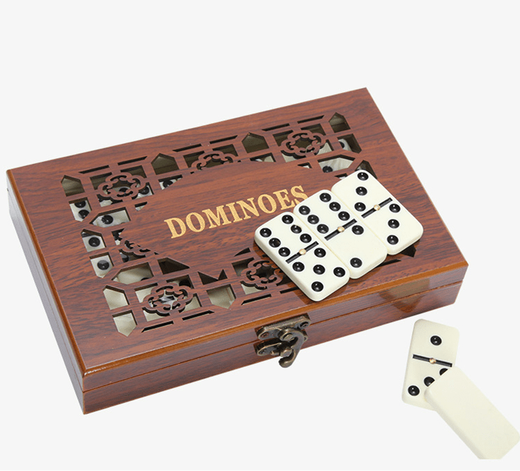 Classic Dominoes Set with Wooden Storage Case – 28 Tiles for Family Game Night