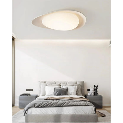 Organic Resin LED Flush Mount Light Green Beige for Bedroom Living Room Dining Room Modern Overhead Lighting Nature-Inspired