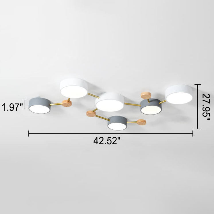 Contemporary Ceiling Light with Natural Wood Accents & Integrated LED | Geometric Multi-Bar Design for Living Rooms, Bedrooms, Hallways