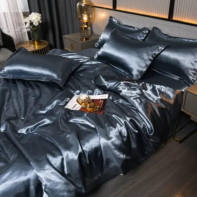 Satin Duvet Cover Set with Pillowcases Smooth Silky Bedding Full Queen King for Bedroom Decor Soft Luxury Comforter Cover Machine Washable