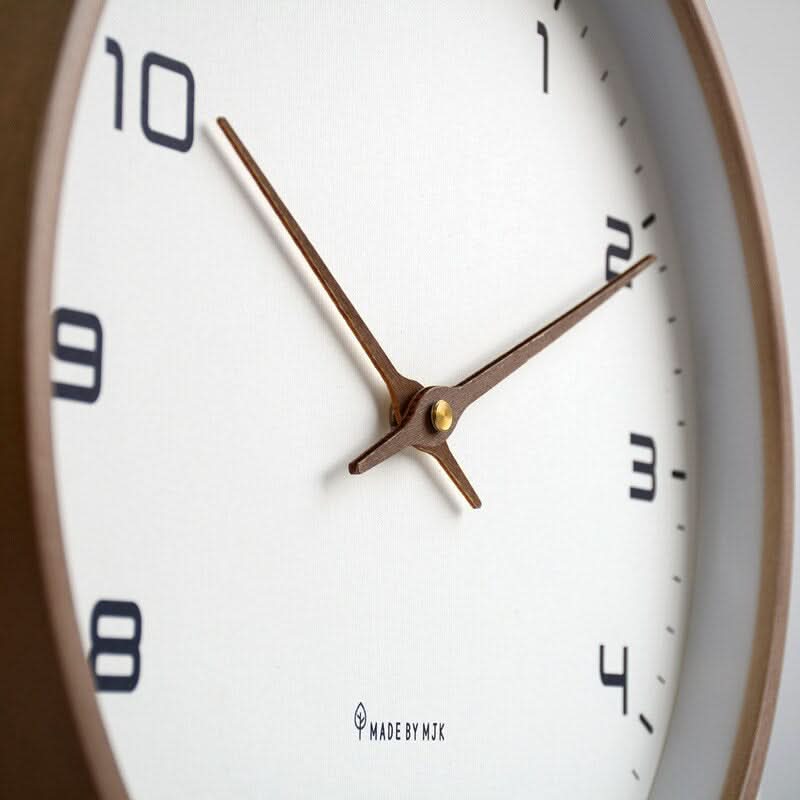 Wood Wall Clock Silent Quartz Movement Minimalist Scandinavian Style for Living Room Bedroom Office Natural Grain Finish