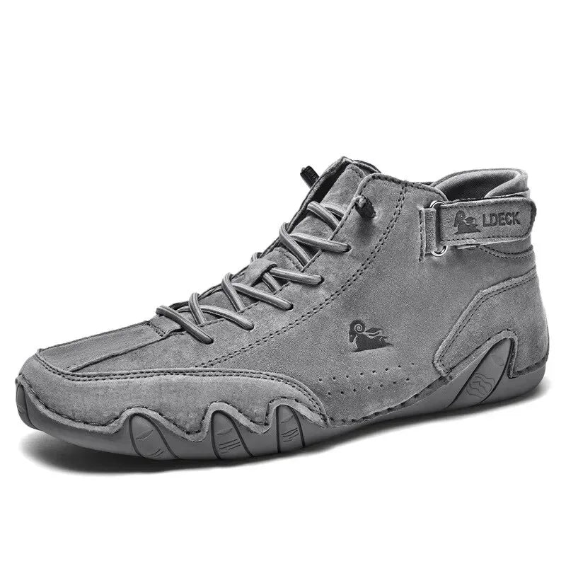 Men's Waterproof High-Top Sneakers with Elastic Slip-On Design - Durable Rubber Sole Boots for Street Style & All-Weather Wear