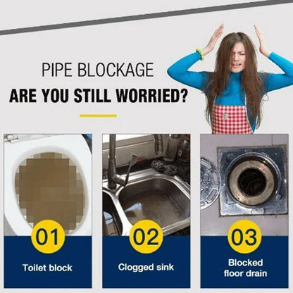 Enzymatic Foaming Powder Pipe Opener for Kitchen & Bathroom Drains, Clears Hair & Grease Clogs, Safe Non-Corrosive Formula for All Plumbing,