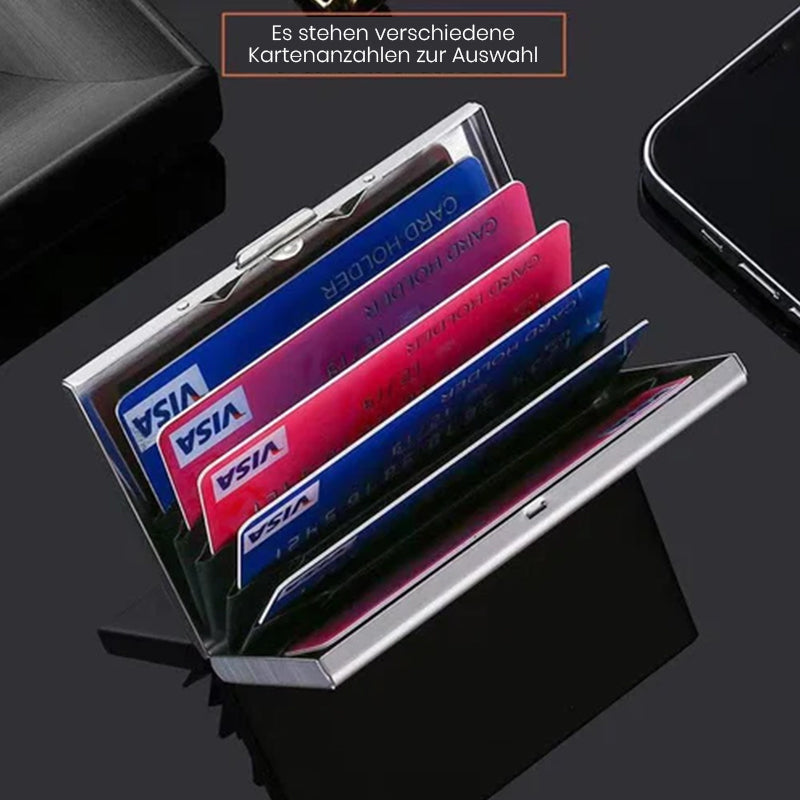 Slim Metal Card Holder with RFID Blocking Technology for Credit Cards & Cash