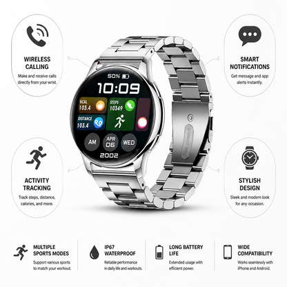Full Touchscreen Bluetooth Calling Smartwatch (1.5-Inch)