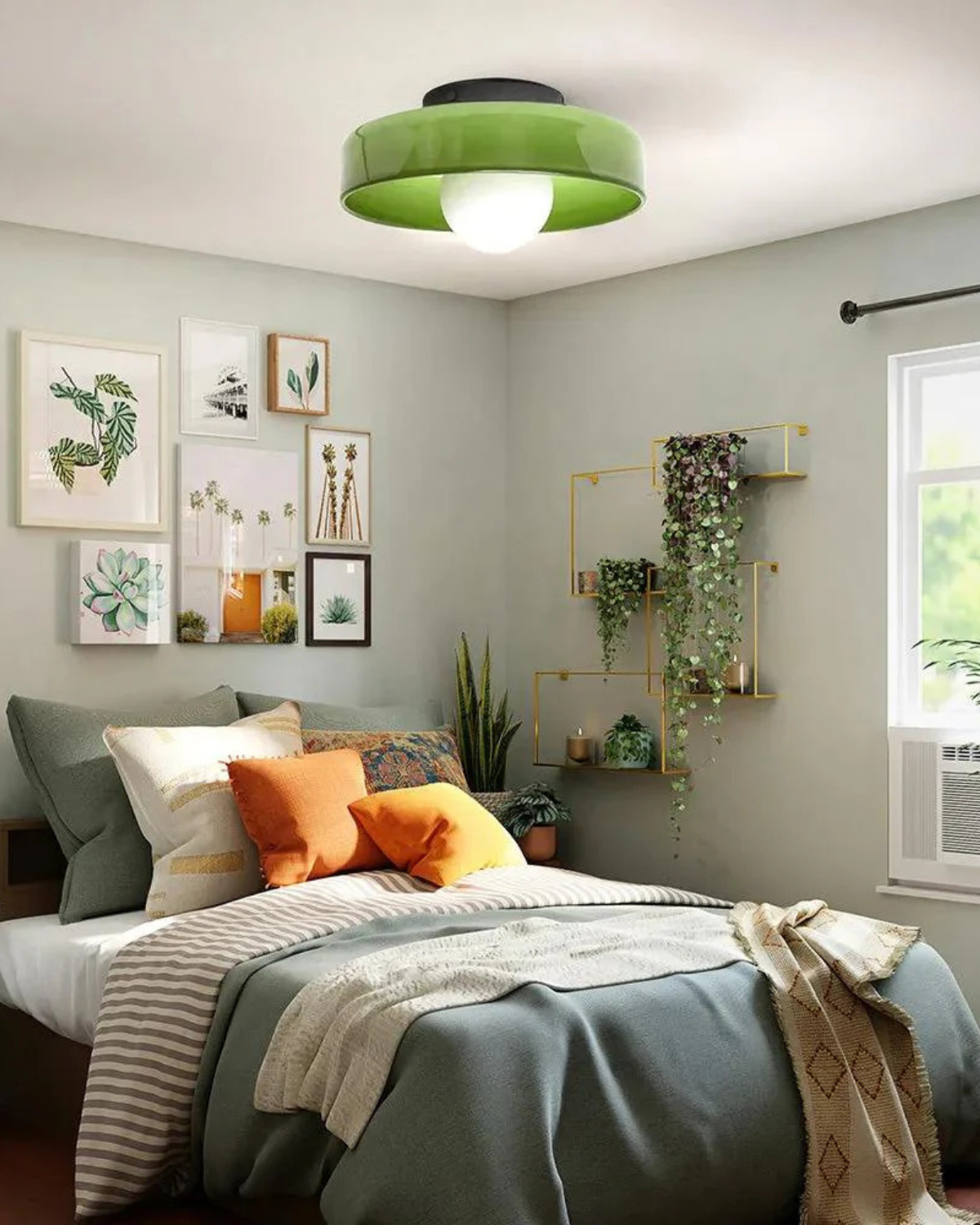 Flush Mount Ceiling Light with Glass Shade and Metal Frame for Living Room, Bedroom, Hallway – Round Overhead Fixture with Warm White Glow