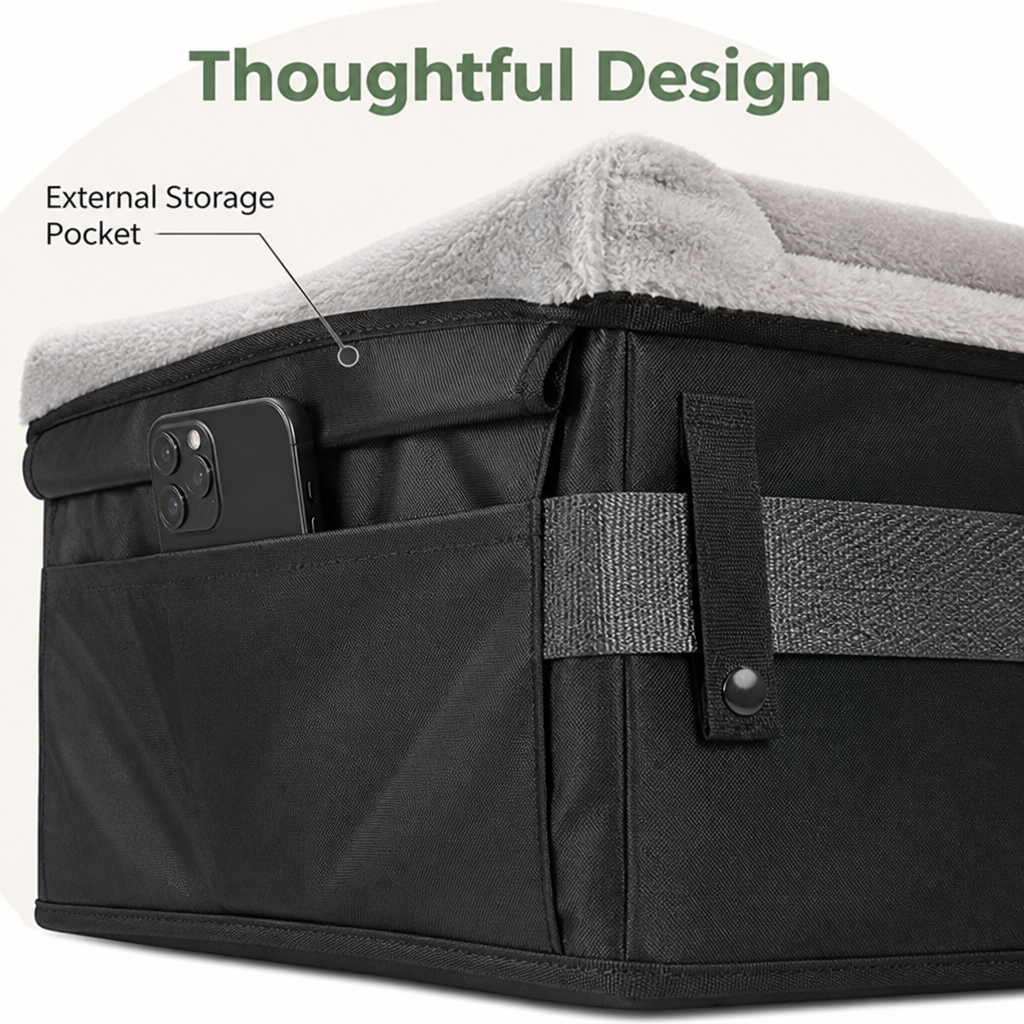 Ortekor Washable Foldable Elevated Booster Dog Car Seat (With Storage Bag)