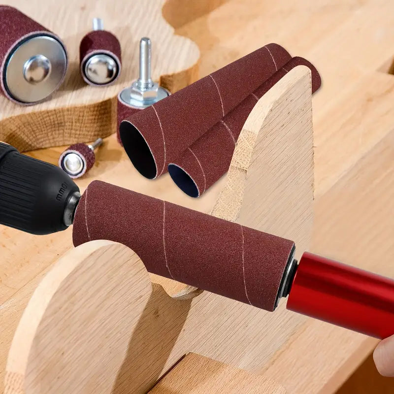 Drum Sander Adapter Kit for Drill - Multi-Surface Spindle Sanding and Polishing Tool with 10 Sandpaper Sleeves for Wood Metal Plastic - Work
