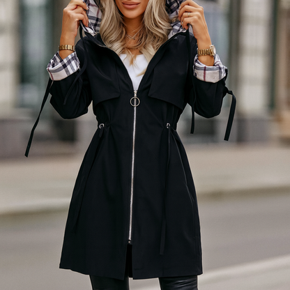 Women's Hooded Weatherproof Coat with Zip Closure – Windproof & Water-Resistant Jacket for Daily Wear, Travel & Outdoor Activities