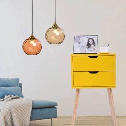 Textured Glass Globe Hanging Light 7.9 Inch Dining Room Island Fixture Adjustable Height Modern Sphere Pendant Minimalist Ceiling Lamp for K