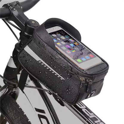 Bike Phone Holder Bag Waterproof Touchscreen Handlebar Pouch for iPhone & Android | Front Frame Storage Organizer for Cycling Commute