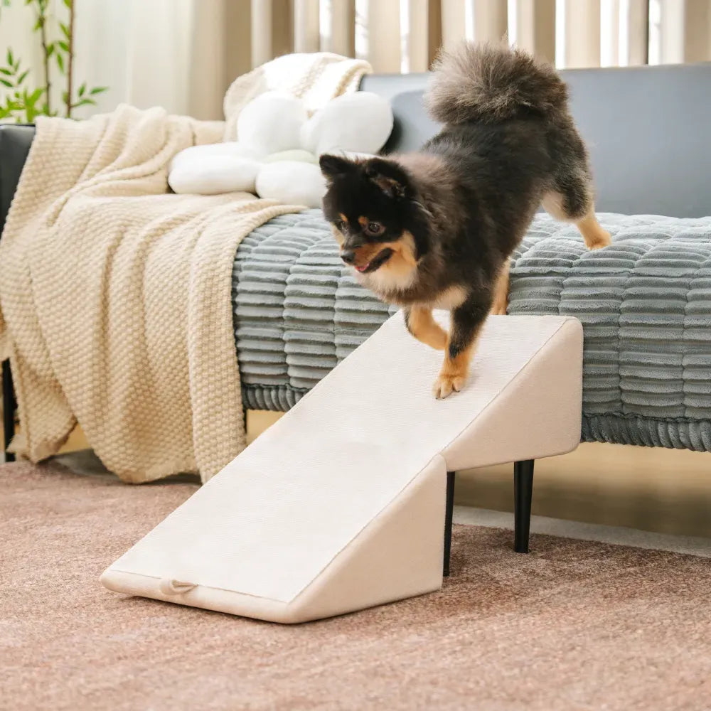 Pet Stairs with Anti-Slip Tread – Foldable 2-in-1 Ramp for Small Dogs, Seniors & Short Breeds – Velvet-Covered Step Platform for Couch & Bed