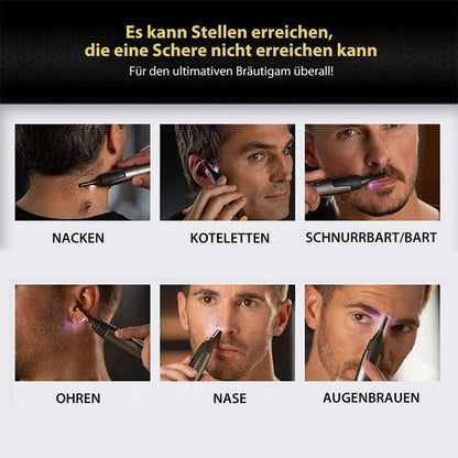 Precision Hair Trimmer with LED Light & Ultra-Thin Titanium Blades for Nose Ear Eyebrow Detailing