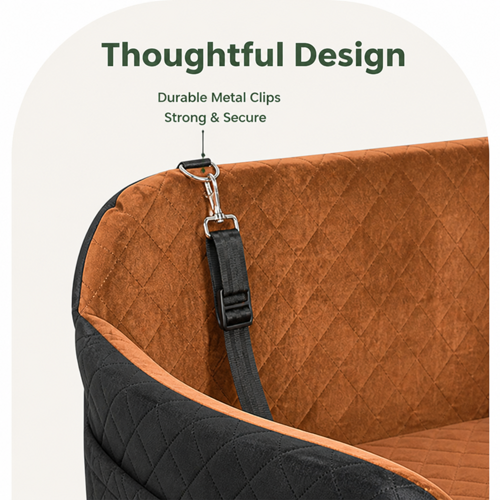 Ortekor Seat-Belt Pass-Through & Washable Cotton Dog Car Seat