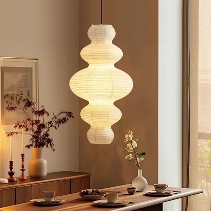 Layered Paper Sphere Hanging Light 18 Inch Diameter White Adjustable Cable for Kitchen Island Dining Table Living Room Modern Scandinavian C