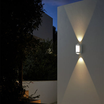 Cylindrical Outdoor Wall Sconce Up Down Light 10W LED Weatherproof Porch Facade Fixture Black White for Entryway Garden Patio Pathway Modern