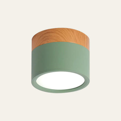 Compact LED Flush Mount Ceiling Light Fixture Wood & Metal Accent for Entryway Hallway Bedroom Kitchen 5W 7W Surface Mount Minimalist Modern