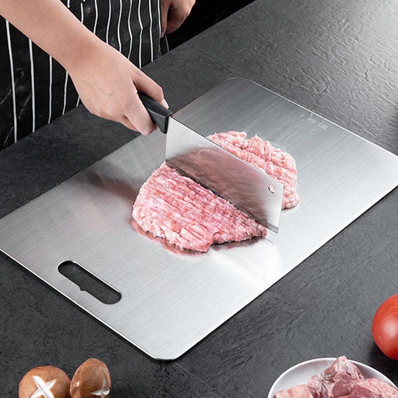 Dual-Surface Stainless Steel Cutting Board for Kitchen Food Prep & Meal Safety | Rust-Resistant Chopping Board for Meat, Vegetables, Bread