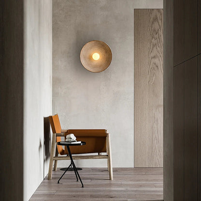 Round Glass Resin Wall Sconce White LED Fixture Bedroom Hallway Living Room Soft Glow Minimalist Mount Ambient Light for Home