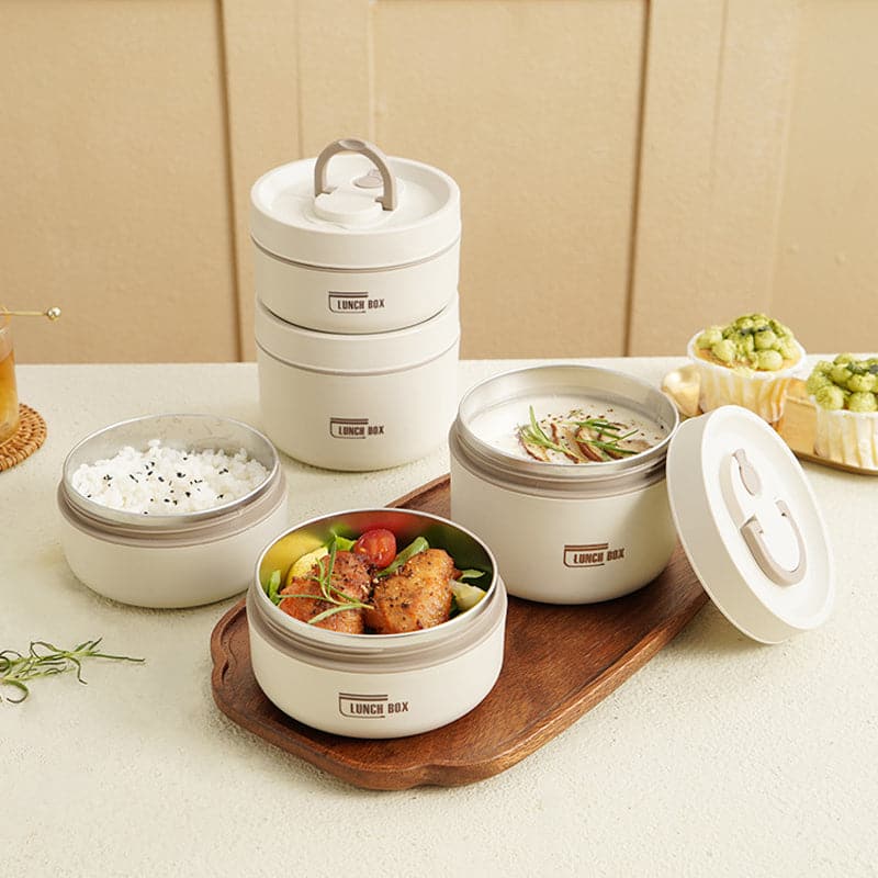 Stackable Insulated Food Jar Set with Leak-Proof Lids for Work School Travel Meal Prep Containers Portable Bento Box Hot Cold Food Storage S