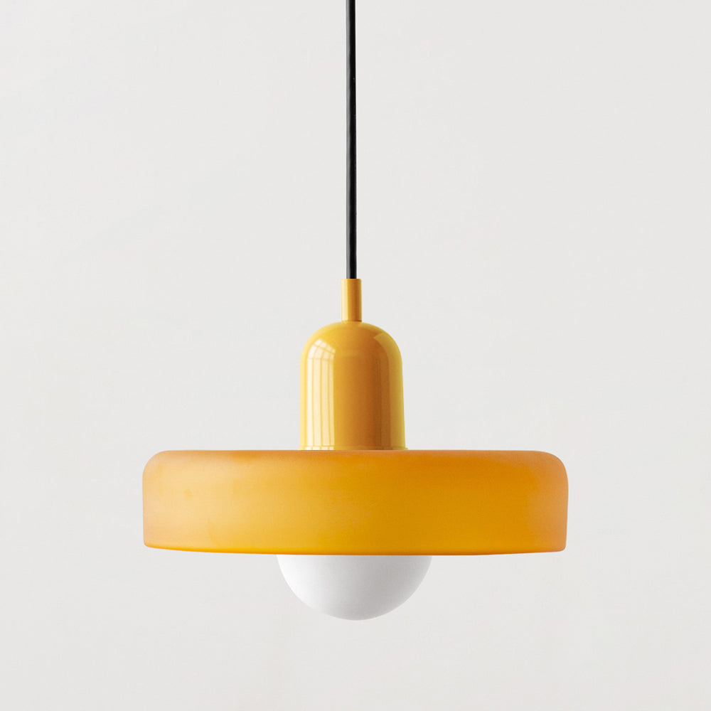 Colored Glass Pendant Light with Adjustable Cord for Dining Room & Living Room – Mid-Century Modern Geometric Hanging Fixture