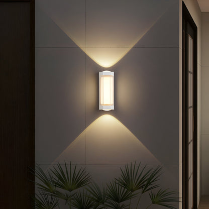 Cylindrical Outdoor Wall Sconce Up Down Light 10W LED Weatherproof Porch Facade Fixture Black White for Entryway Garden Patio Pathway Modern